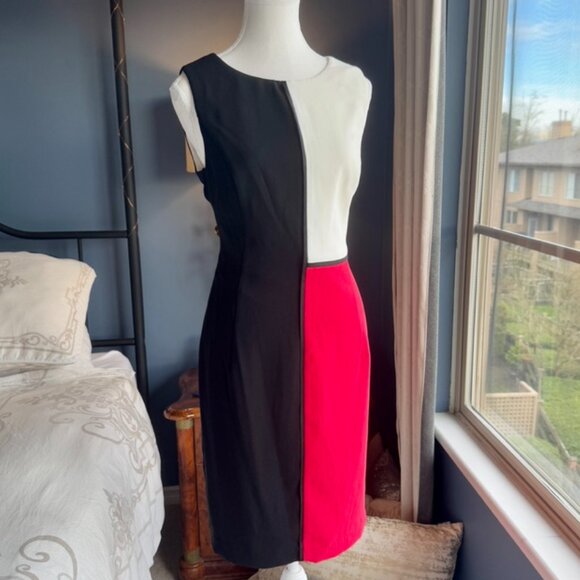 Nue By Shani Shapewear Black White and Coral Colourblock Dress - Picture 2 of 14